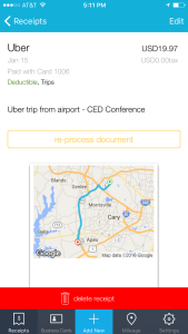 Use Shoeboxed to track receipts on-the-go as you travel on business trips, like Uber ride receipts