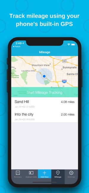 Shoeboxed provides a quick and effective mileage tracking feature. 
