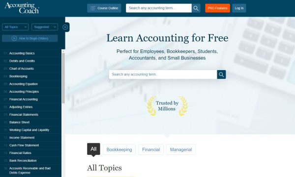 AccountingCoach's provides free bookkeeping fundamentals