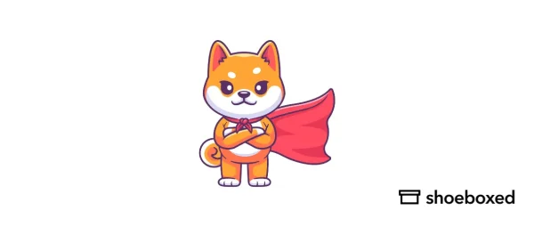 Shoeboxed mascot with superman cape
