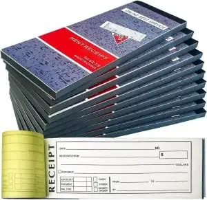 10 Pack Rent Receipt Book with Carbon Copy Duplicate 2 Parts 50 Sets Size: 8" X 2.75"