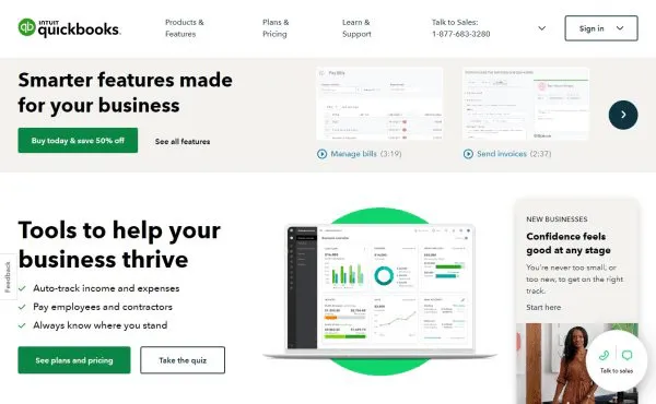 Quickbooks's home page