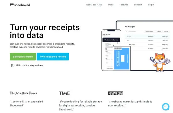 Shoeboxed's homepage

The #1 receipt scanner app loved by over a million businesses
Turn your receipts into data with automatic data extraction for expense reporting, tax prep, and so much more.