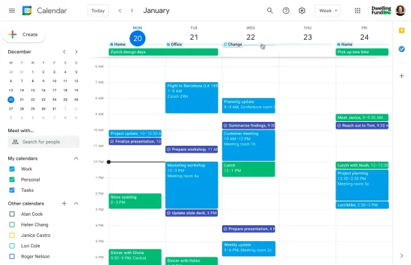 Google calendar can time block your week allowing you to see any meetings, deadlines, and your overall workflow.  