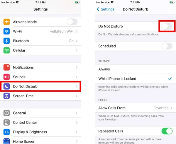 For the iPhone, go into your settings and scroll down to the Do Not Disturb. 

Click on that and select the Do Not Disturb switch. 

Make sure the switch is on for this function to work.