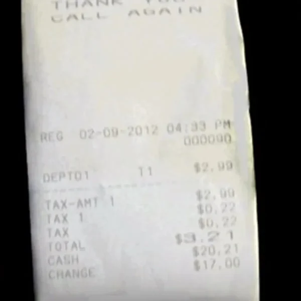 A faded receipt by CNET