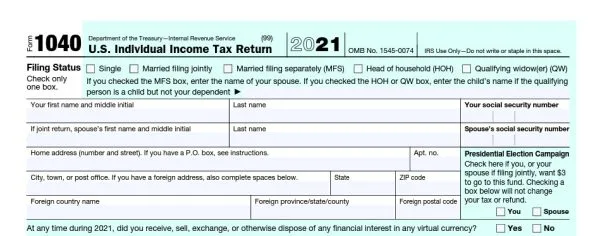 Form 1040, US Individual Tax Return, IRS.gov
