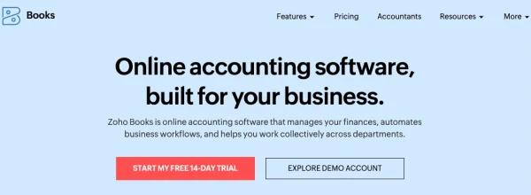Zoho Books accounting software.