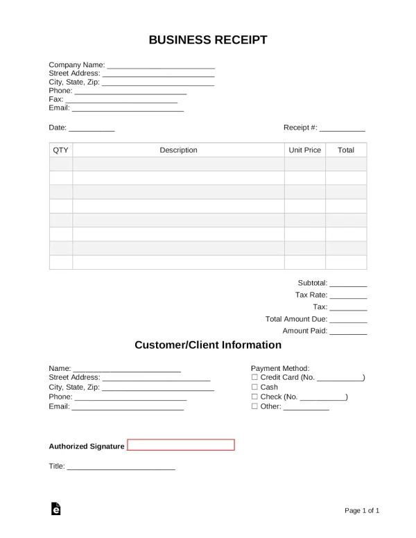 eforms free business receipt template