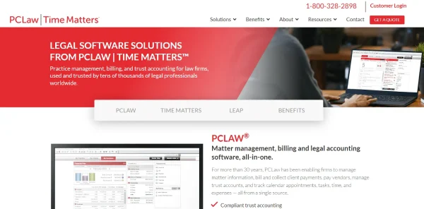 PCLaw accounting web page