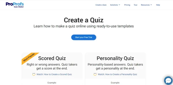 Create quizzes with ProProfs