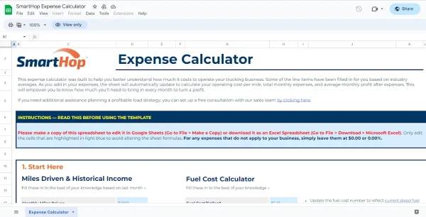 SmartHop’s Expense Calculator for trucking companies