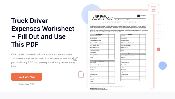  Download the Truck Driver Expenses Worksheet PDF.