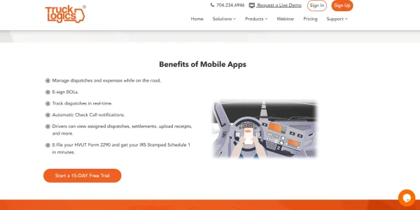 TruckLogics mobile app features