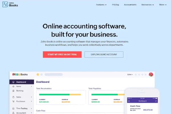 ZohoBooks accounting software.