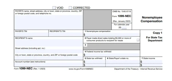 Tax form 1099-NEC, the IRS