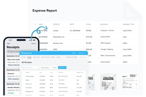 Shoeboxed can generate expense reports with just the click of a button.